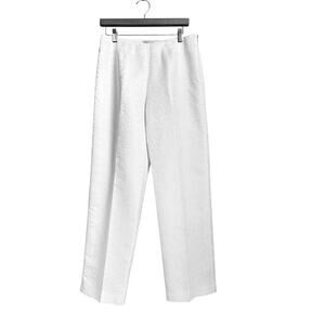 Vtg Victor Costa White Brocade Pants Sz 10 Floral Textured Timeless Luxury Lace